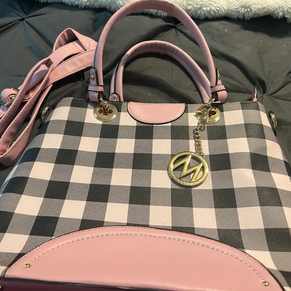 MKF Collection "Bonita Checker" Tote Bag — Pink Checker Vegan Leather - Picture 1 of 3